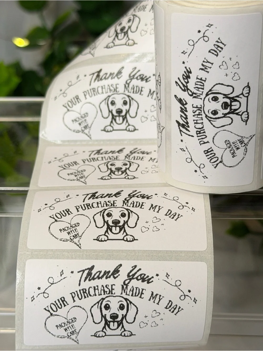 200 Dachshund Thank You Stickers 2x1 Packaged with Care Small Business Labels